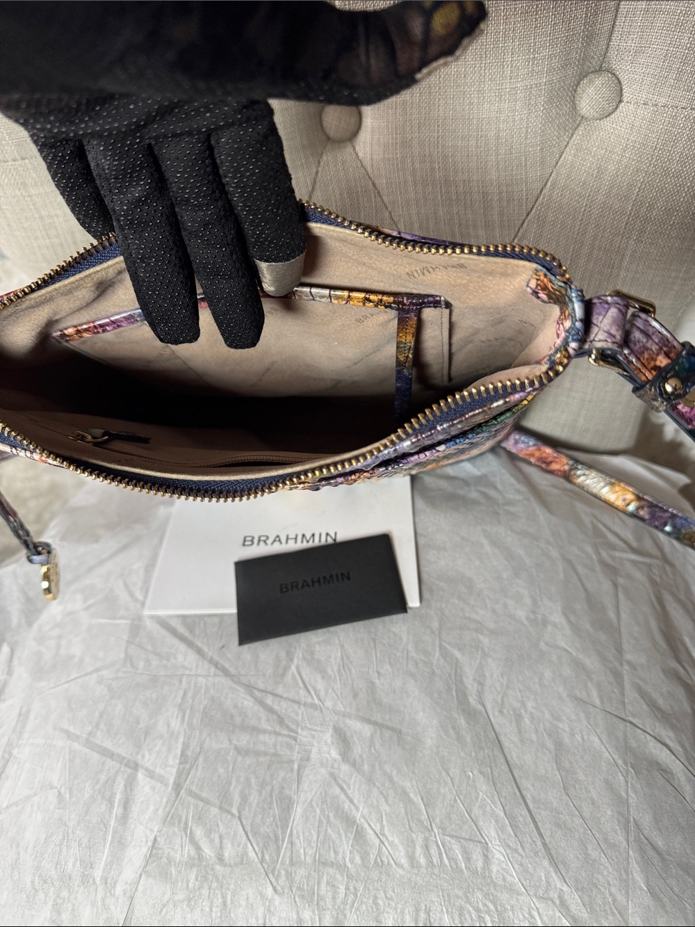 Brahmin Multicolor Embossed Leather Crossbody Bag - Picture 4 of 8